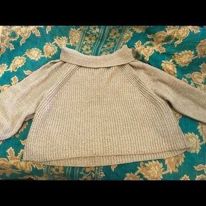 Cream colored off the shoulder sweater
